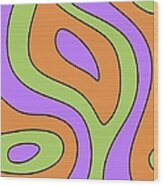 Mod Abstract In Orange Green And Purple Wood Print