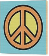 Mod Peace Sign In Blue Wood Print