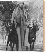 Model Beverly Johnson With Two Great Danes Wood Print
