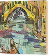 Modern Expressive Venice Italy Grand Canal Rialto Bridge Wood Print