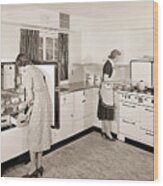 Modern Kitchen Appliances 1940s Wood Print