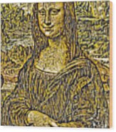 Mona Lisa In The Cubist Style With Small Shapes - Digital Recreation Wood Print