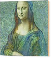 Mona Lisa In The Style Of The Van Gogh Self-portrait - Digital Recreation Wood Print