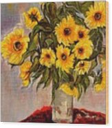 Monets Sunflowers By Anitra Wood Print