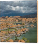 Monsoon Storm Approaching The Granite Dells Wood Print