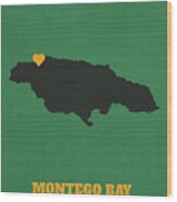 Montego Bay Jamaica Founded 1510 World Cities Heart Print Wood Print