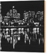 Montreal Skyline By Night #2 Wood Print