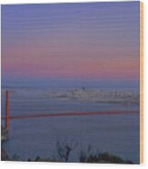 Moon Over The Golden Gate Wood Print
