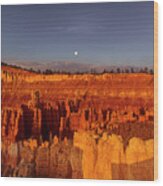 Moonrise Bryce Canyon National Park Utah Wood Print