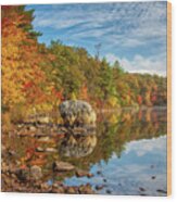 Morning Reflection Of Fall Colors Wood Print