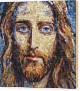 Mosaic Jesus Wood Print