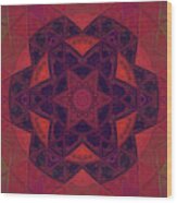 Mosaic Kaleidoscope Flower Purple And Red Wood Print
