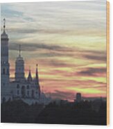 Moscow Skyline Wood Print