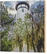 Mossy Trees At The Amelia Island Lighthouse Wood Print