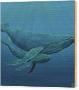 Mother And Baby Humpback Wood Print