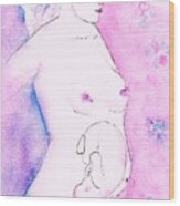 Mother And Fetus Colorful Wood Print
