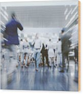 Motion Blur Of Modern Commuters In The City Wood Print