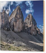 Mountain Formation Tre Cime Di Lavaredo In The Dolomites Of South Tirol In Italy Wood Print