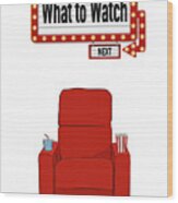 Movie Chair With Red Theater Sign Wood Print