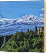Mt Etna From Taormina Wood Print