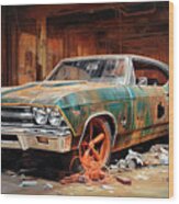 Muscle Car 1077 Chevrolet Chevelle Supercar Wood Print