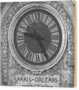 Musee D'orsay Clock - Black And White Wood Print