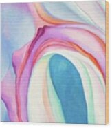 Music Pink And Blue No 2 - Colorful Modernist Abstract Painting Wood Print