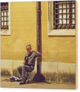 Musician In Venice Wood Print