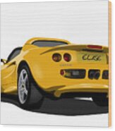 Mustard Yellow S1 Series One Elise Classic Sports Car Wood Print