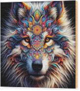 Mystic Mandala Wolf Wood Print