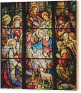 Nativity Stained Glass Wood Print