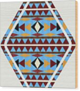 Navajo Blue Pattern Art Wood Print