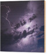 Nebraska August Lightning 030 Wood Print