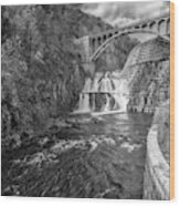 New Croton Hudson Dam  Bw Wood Print