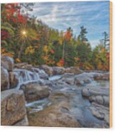 New Hampshire Fall Foliage At Lower Falls Wood Print