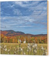 New Hampshire Fall Foliage At The White Steeple Wonalancet Union Church Wood Print