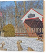 New Hampshire Winter At The Bartlett Covered Bridge Wood Print