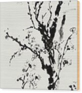 New Life, The Mystery Of Spring In An Almond Blossom Branch Wood Print
