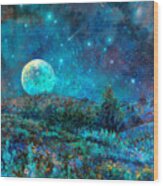 New Mexico Moonrise Wood Print