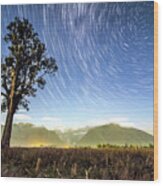 New Zealand Star Trails Wood Print