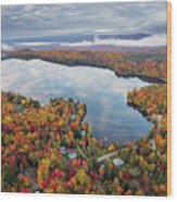 Newark Pond Vermont Fall Reflection #3 Wood Print