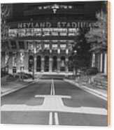 Neyland Stadium At The University Of Tennessee At Night In Black And White Wood Print