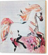 Nft Cantering Horse 004  By Stacey Mayer Wood Print