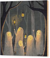 Night Ghost Forest Parade Wood Print