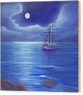 Night Seascape Wood Print