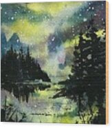 Night Skies Over Acadia Wood Print