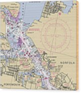 Norfolk To Albemarle Sound Norfolk To Gilmerton Mile 0 Of Intercoastal Waterway, Noaa Chart 12206_1 Wood Print