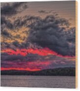 North Twin Lake Red Glow Sunset Wood Print