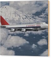 Northwest Orient Airlines Boeing 747 And Mt. Rainier Wood Print