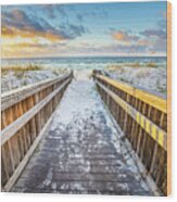 Sunrise At Fort Walton Beach Okaloosa Island Florida Pathway To The Beach Wood Print